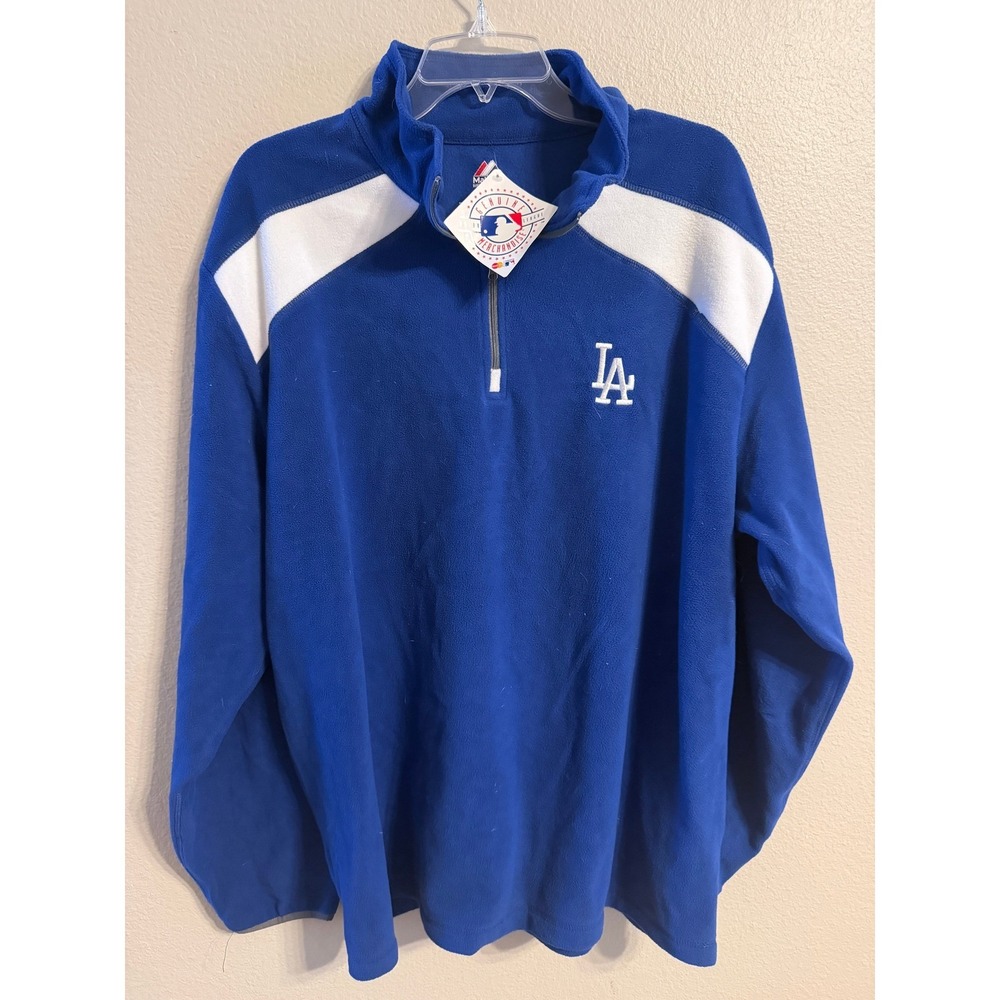 Majestic‎ LA Dodgers Fleece Pullover Mens XL Blue New Quarter Zip MLB Jacket